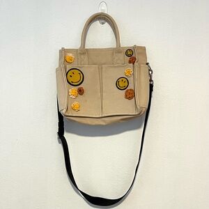 Zara Beige Tote with Smiley Accents